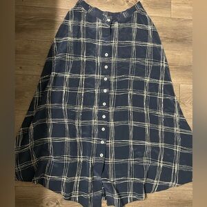 Jones New York Navy Checkered A-Line Skirt